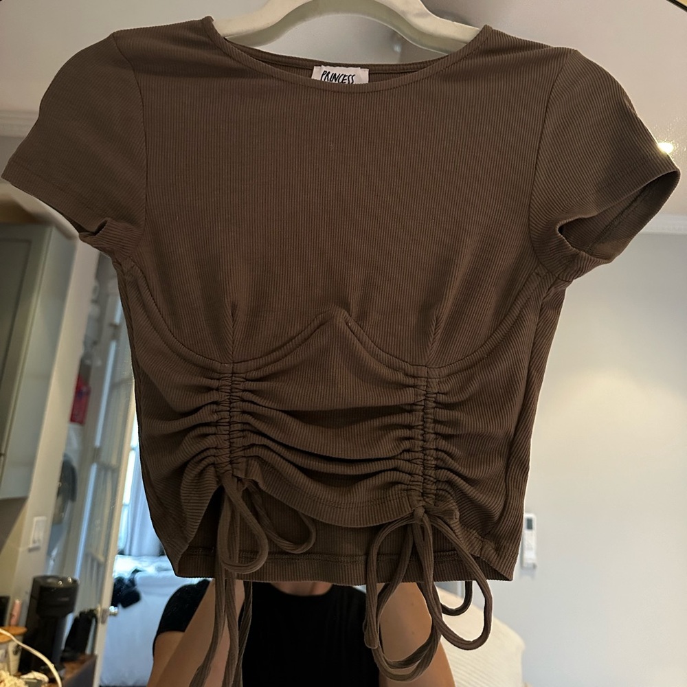 Princess Polly khaki crop top
